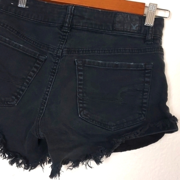 American Eagle Hi-Rise Festival Short Black Distressed Jean Shorts Size 0 - Picture 7 of 16